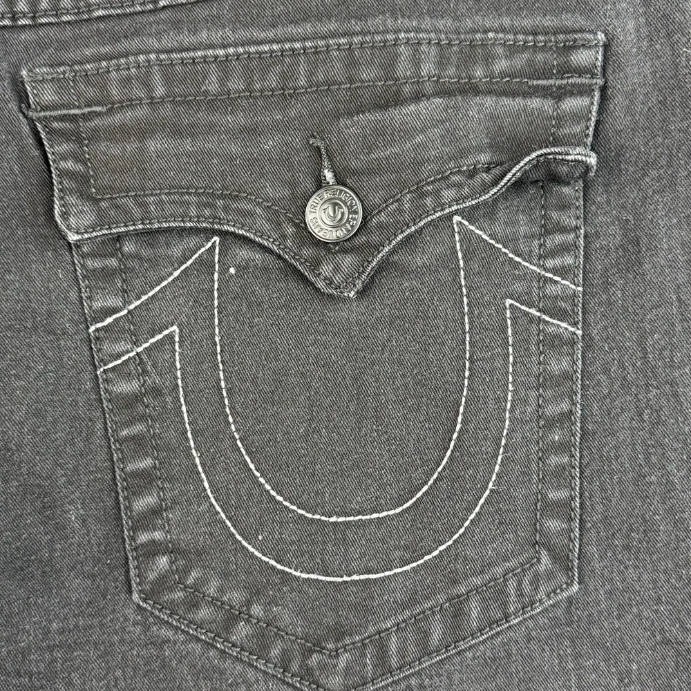 True Religion Rocco Jeans Mens 42x33 Black Relaxed Skinny Denim Casual Stretch